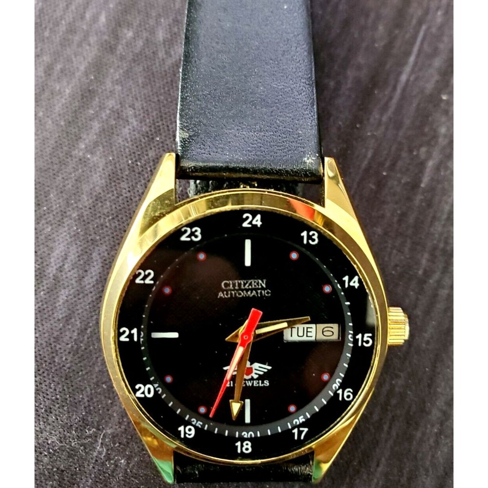 Rare Vintage Citizen Automatic Black Pattern 12-24hr Dial Watch 8200-4 Serviced - Picture 7 of 11